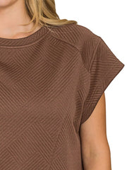 Zenana Textured Knit Jacquard Short Sleeve Top OutfitFlow