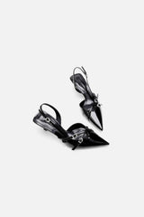 Point Toe Slingback Pumps Black OutfitFlow