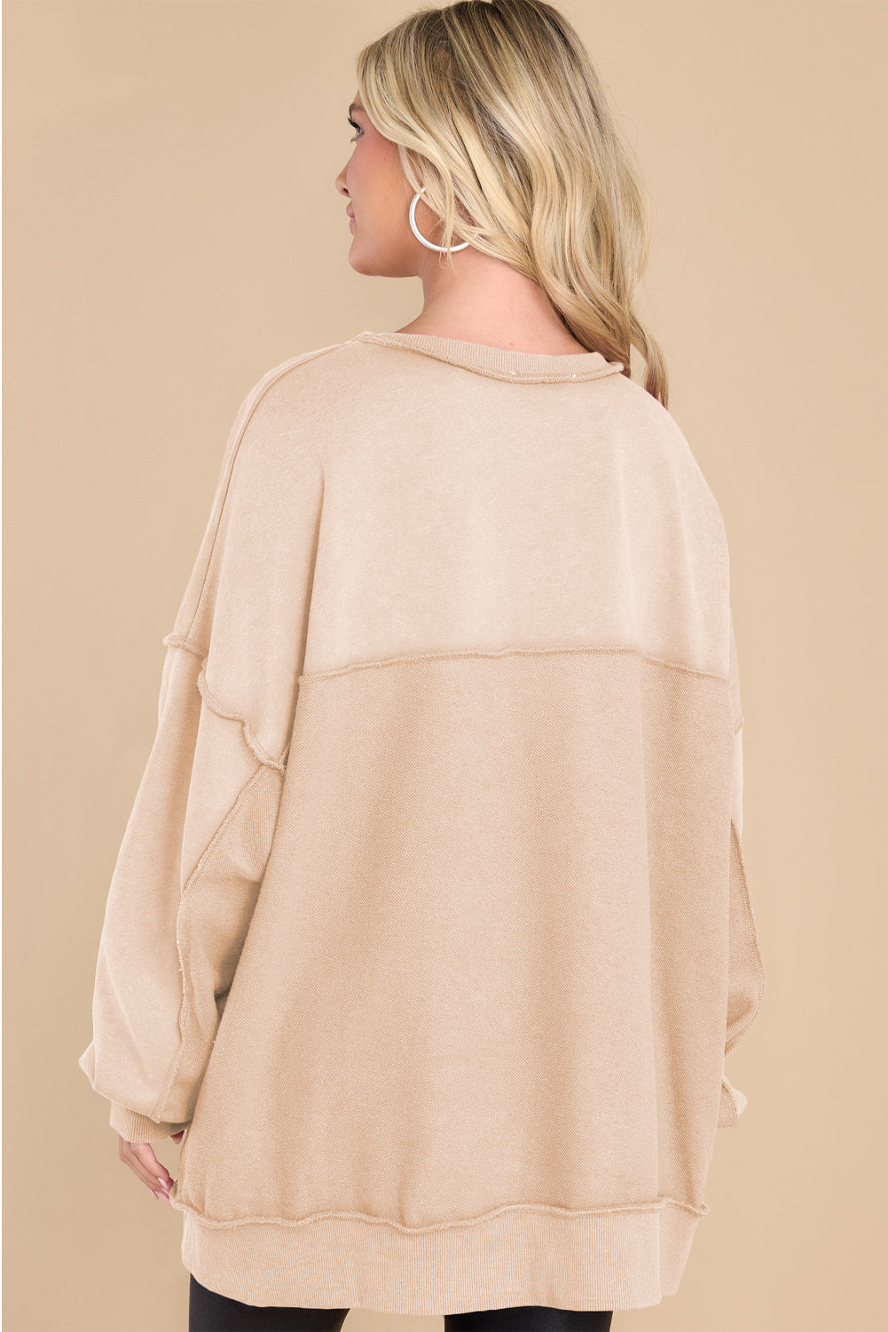 Outfit Flow - Exposed Seam Long Sleeve Sweatshirt