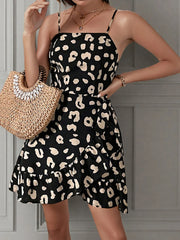 Leopard Print Square Neck Cami Dress OutfitFlow
