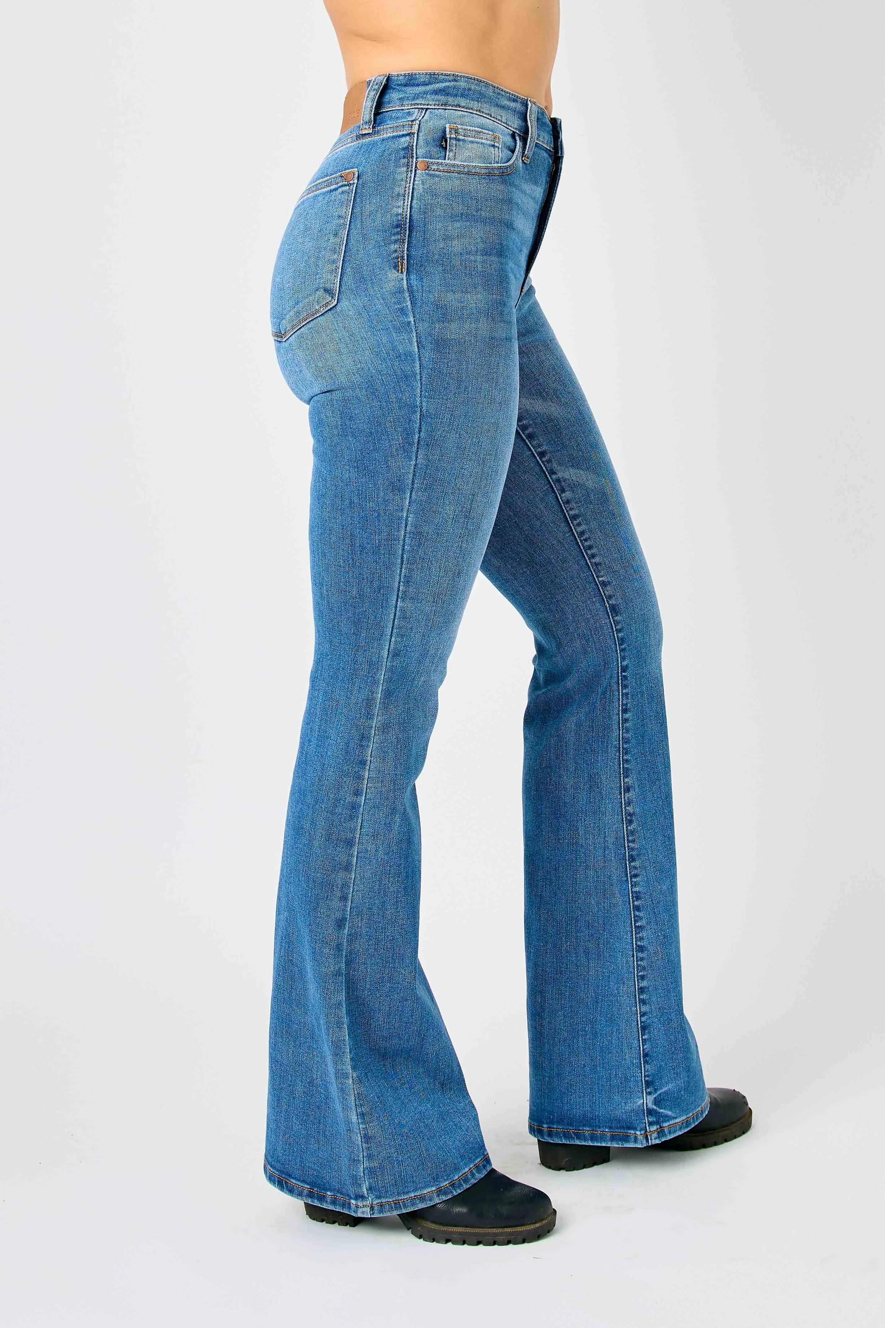 Judy Blue Full Size Hw Classic Flare Jeans Plus Size OutfitFlow