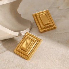 18K Gold-Plated Stainless Steel Square Shape Earrings OutfitFlow