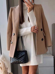Lapel Collar Double-Breasted Blazer OutfitFlow