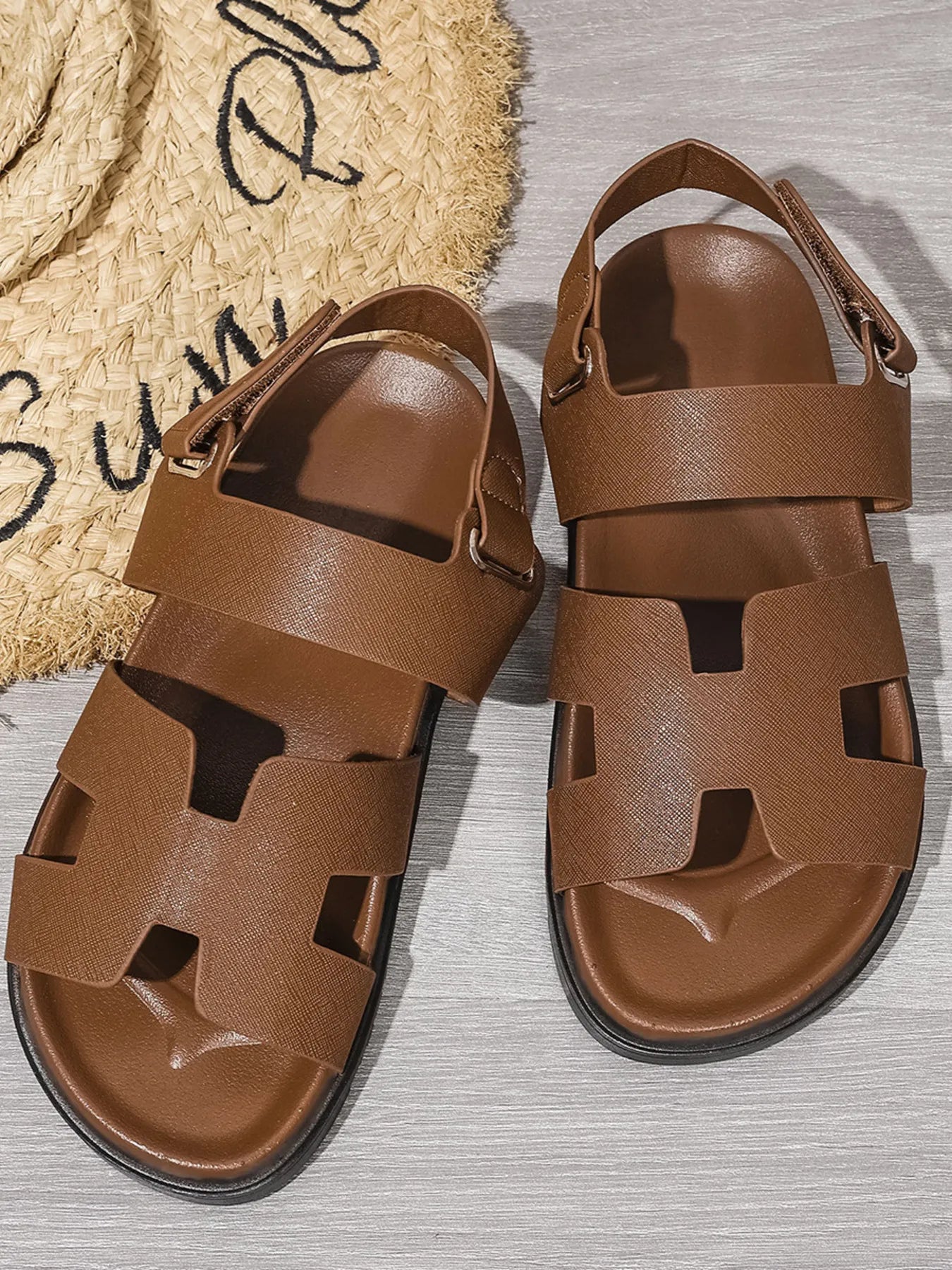 H-Style Gladiator Sandals with Ankle Strap Tan OutfitFlow