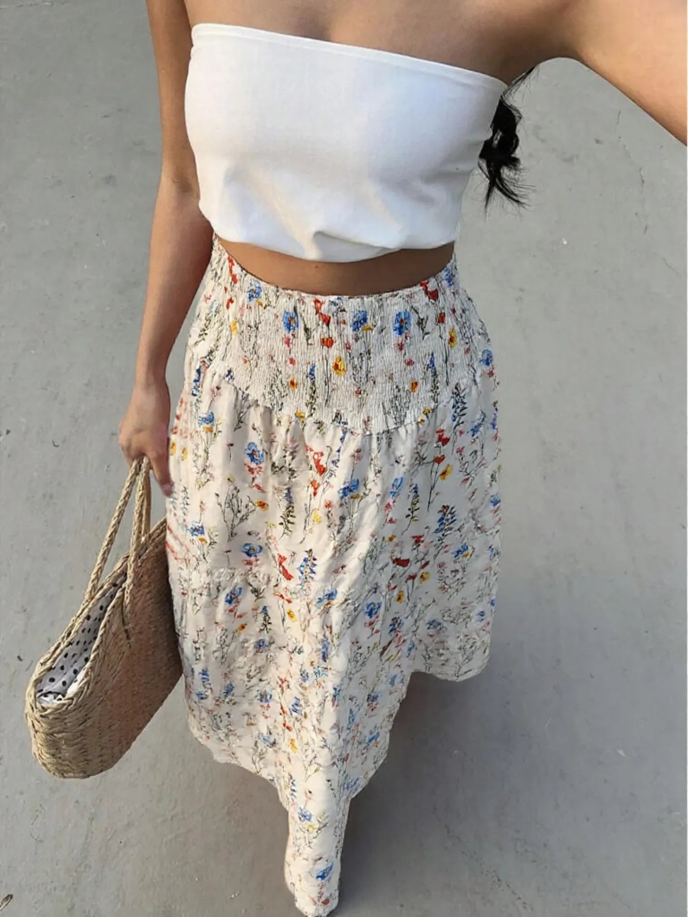 Floral Tiered Maxi Skirt OutfitFlow