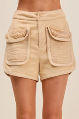 SO ME Mineral Washed Terry High Rise Cargo Shorts OutfitFlow