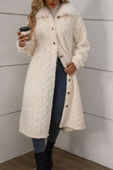 Outfit Flow - Furry Button Up Long Sleeve Longline Coat