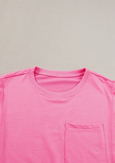 Exposed Seam Side Slit Round Neck Top OutfitFlow