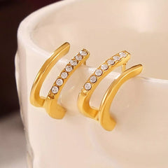 18K Gold-Plated Titanium Steel Rhinestone Earrings OutfitFlow