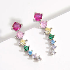 925 Sterling Silver Inlaid Zircon Earrings OutfitFlow