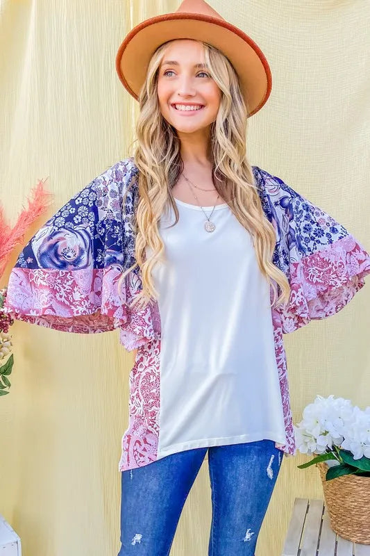 And The WhyFloral Print Bell Sleeve Top OutfitFlow