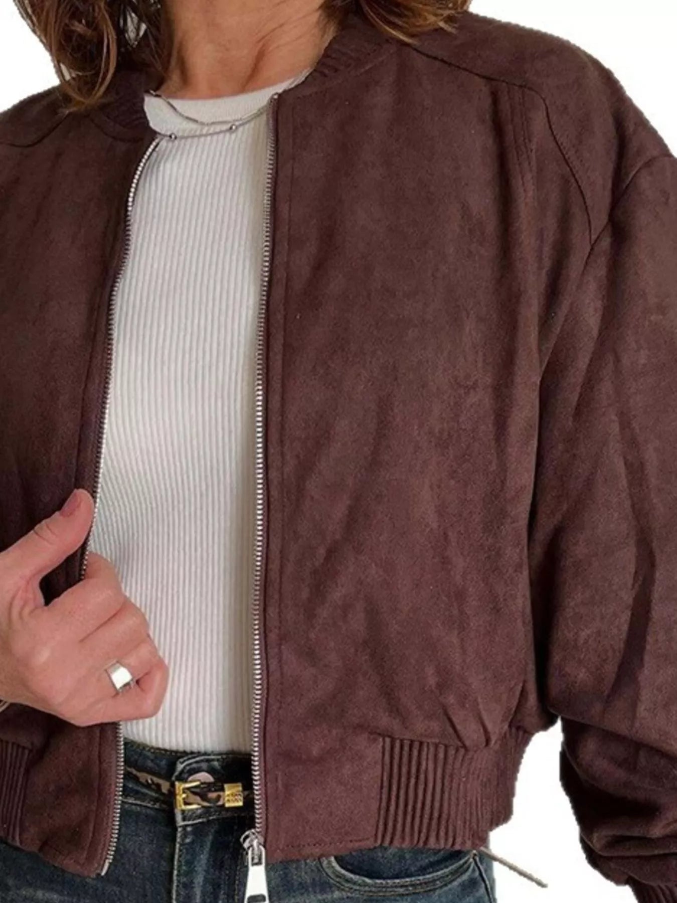 Zip Up Long Sleeve Jacket OutfitFlow