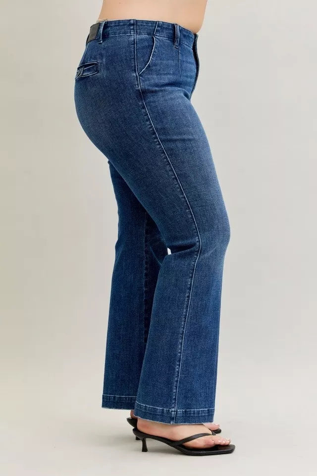 Judy Blue Full Size Mid Rise Bootcut Jeans with Welt Pockets Plus Size OutfitFlow