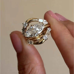 1 Carat Moissanite 925 Sterling Silver 3pcs Ring Set OutfitFlow