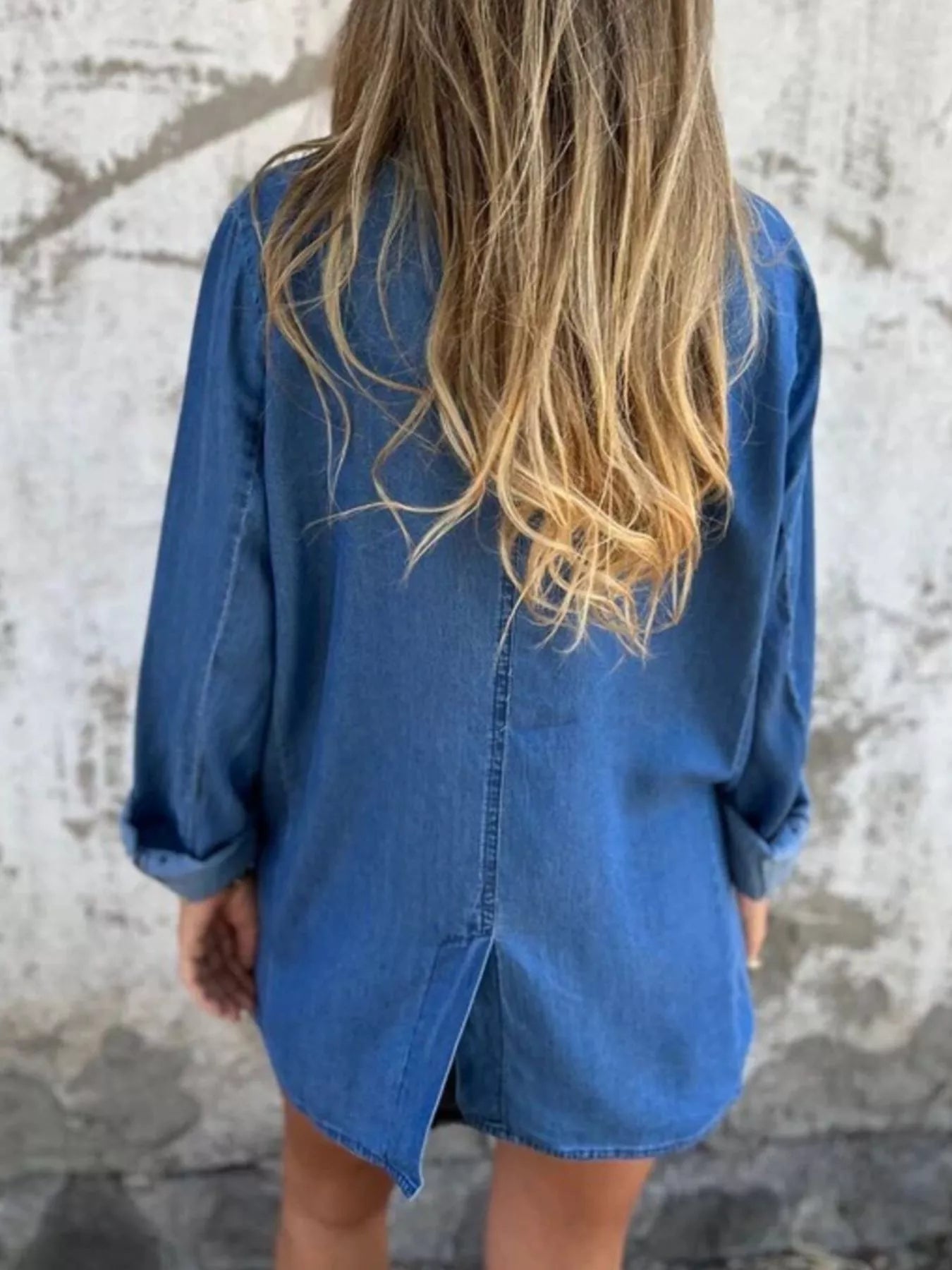 Full Size Button Down Denim Blazer Plus Size Trendsi