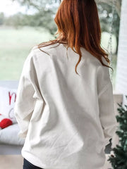 Pearl Plaid Christmas Tree Patched Drop Shoulder Sweatshirt OutfitFlow