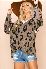 Outfit Flow - Leopard V-Neck Long Sleeve Blouse