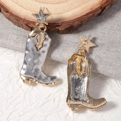 Western Cowboy Boot Star Dangle Earrings OutfitFlow