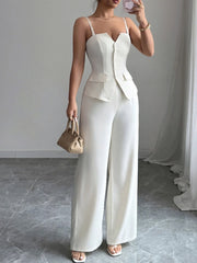 Button Front Cami and Pants Set OutfitFlow