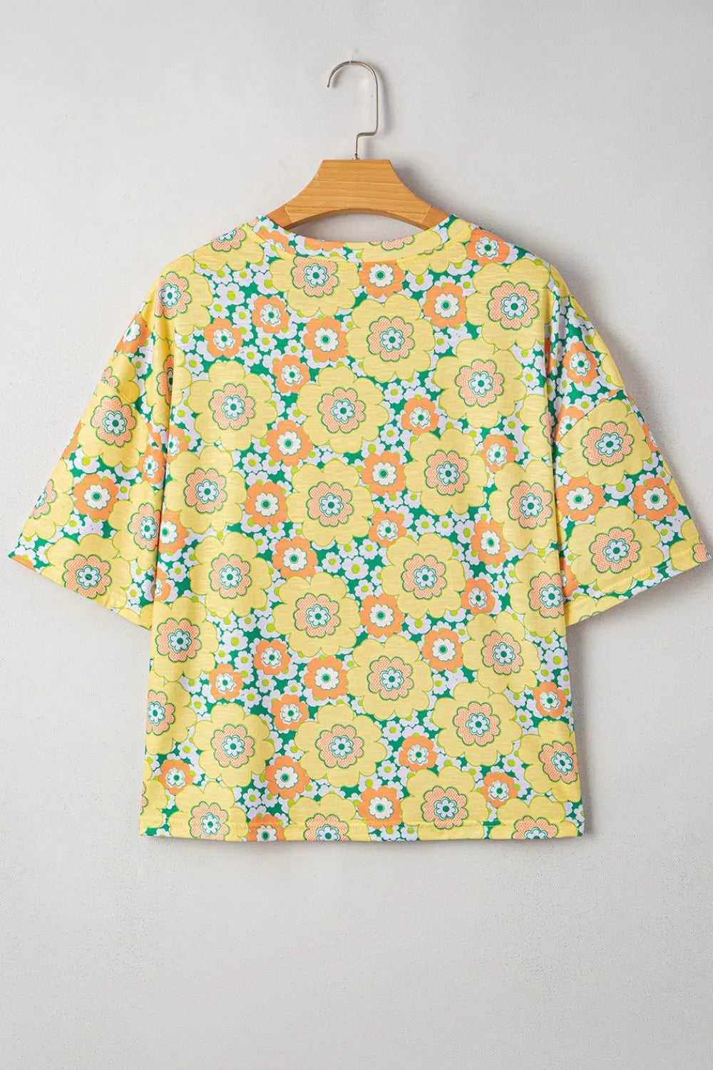 Floral Print Round Neck Oversized T-Shirt OutfitFlow