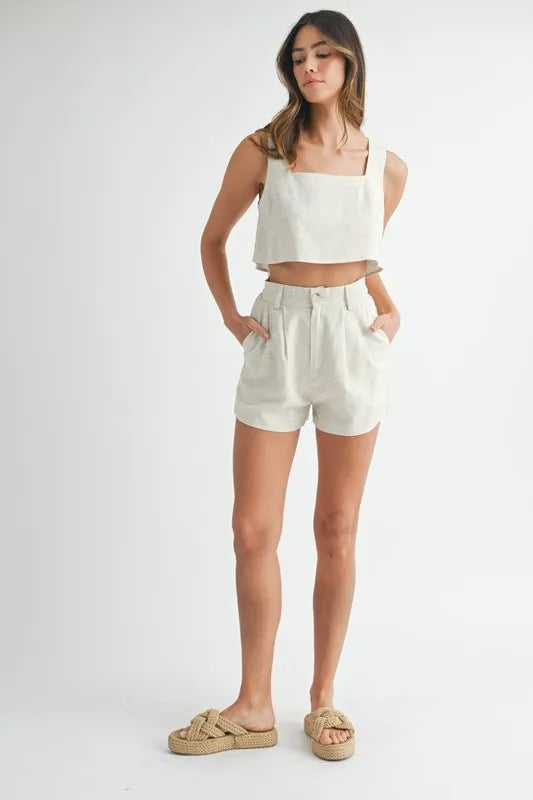 MABLE Sleeveless Crop Top and Shorts Set OutfitFlow