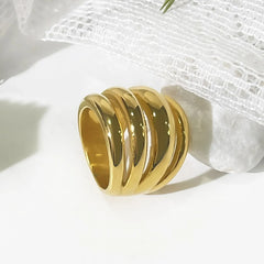 18K Gold-Plated Multi-Layer Statement Ring OutfitFlow
