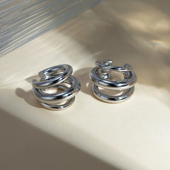 Stainless Steel Layered Cuff Earrings OutfitFlow
