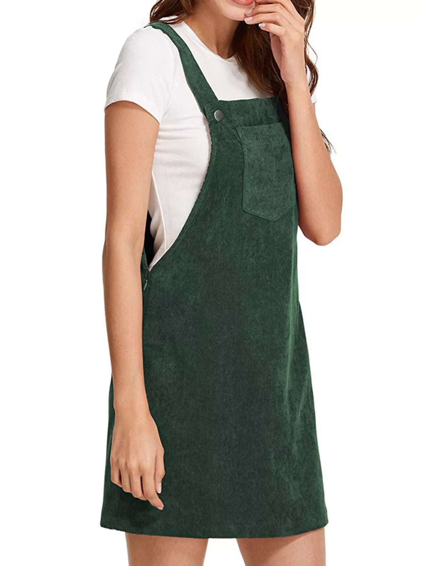 Corduroy Wide Strap Overall Dress OutfitFlow