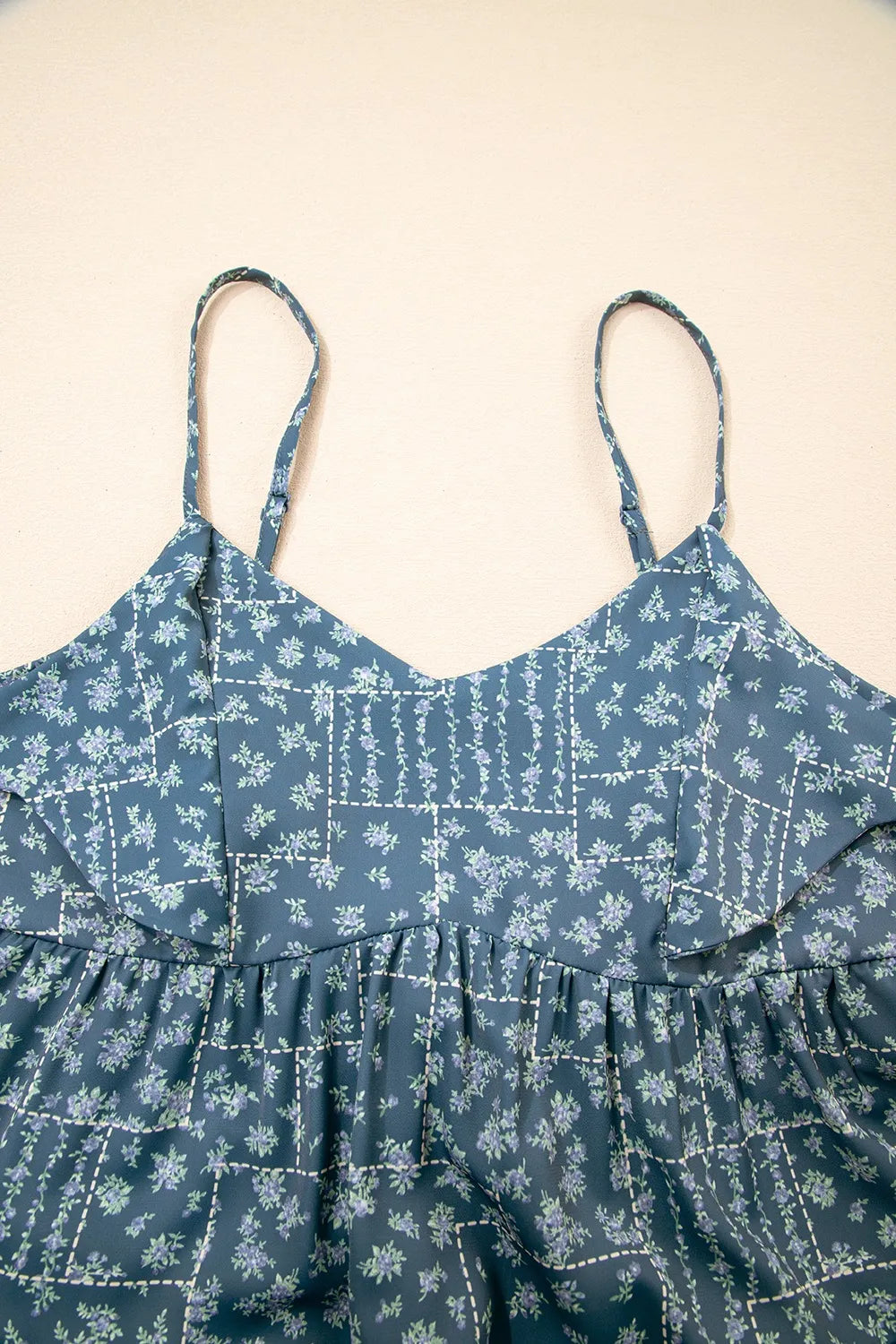 Spaghetti Straps Floral Print Knot Detail High Waist Flared Dress OutfitFlow