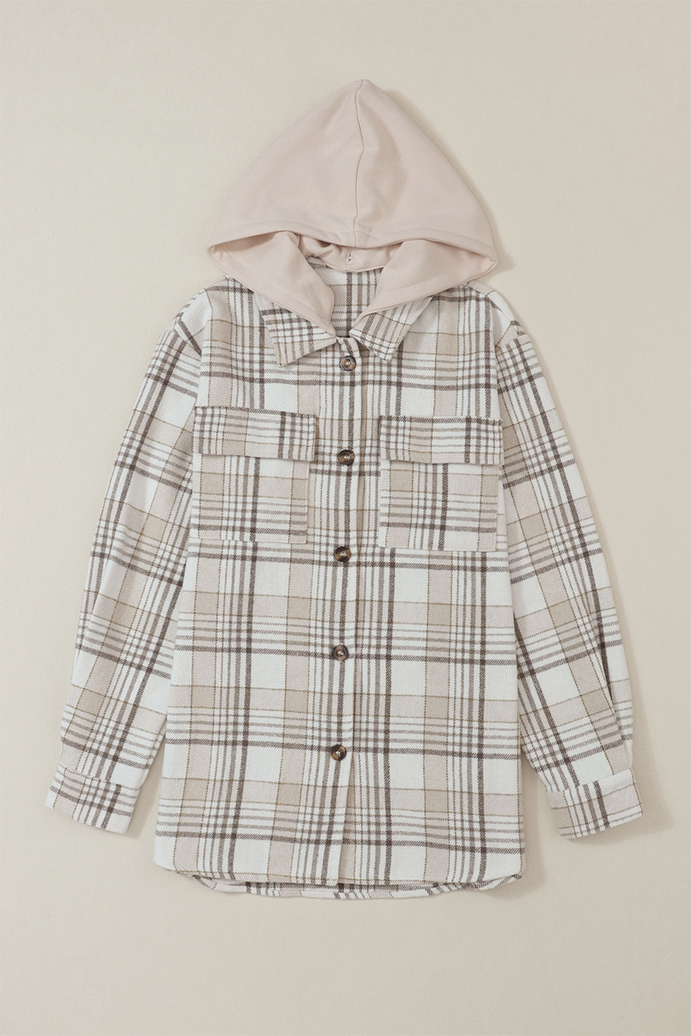 Outfit Flow - Plaid Removable Hood Button Up Jacket