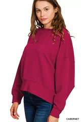 Zenana Ribbed Round Neck Pullover and Drawstring Pants Set OutfitFlow