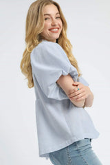 Umgee Smocked Puff Sleeve Blouse OutfitFlow