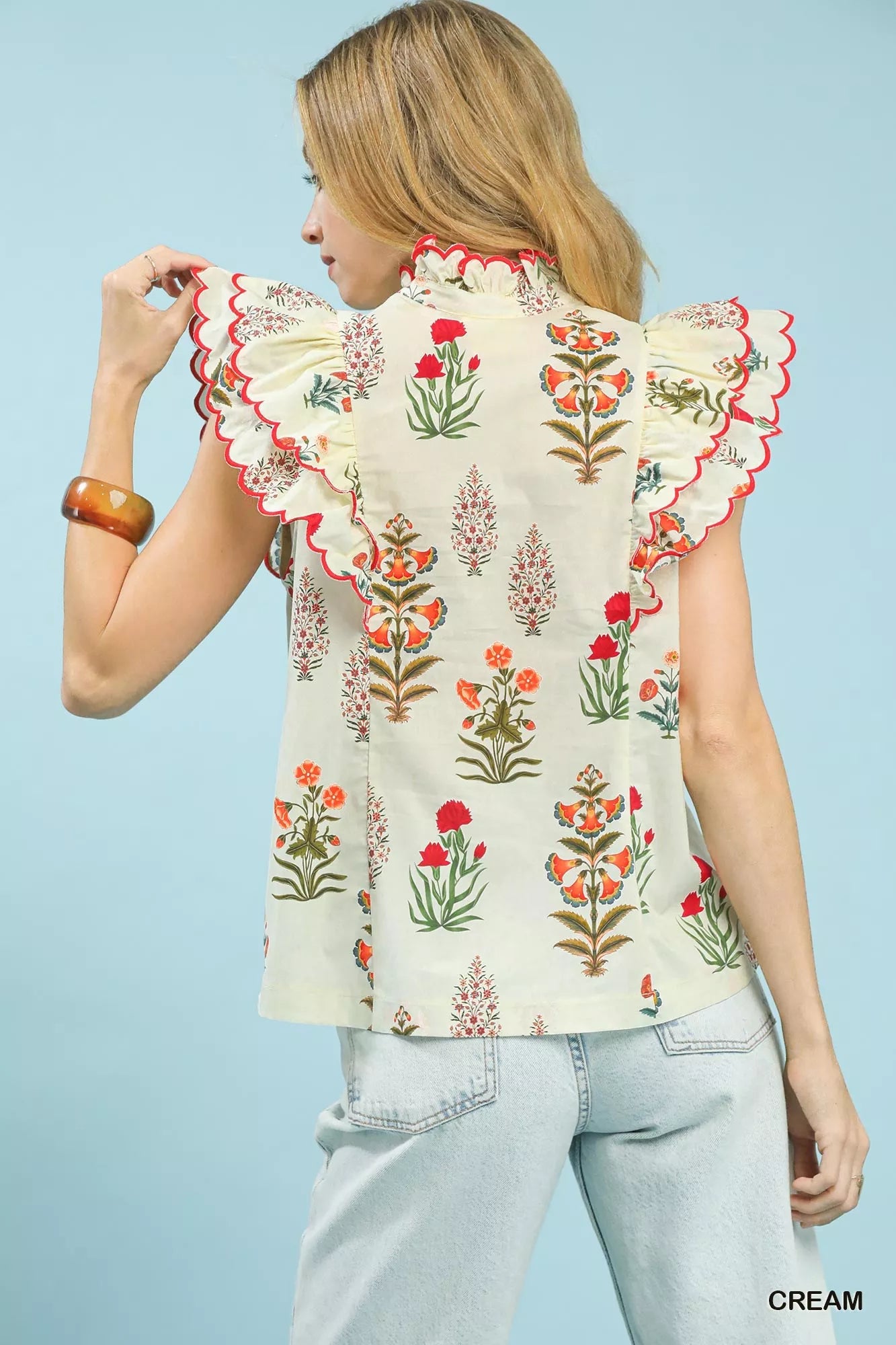 Umgee Block Floral Print Top OutfitFlow
