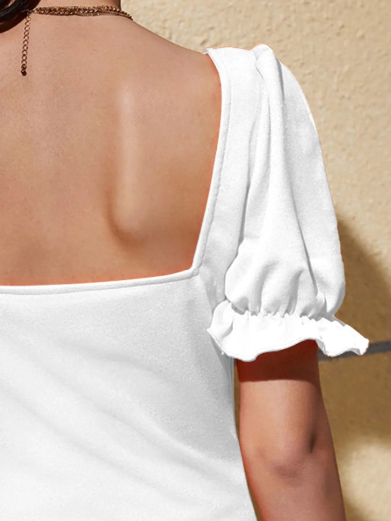 Sweetheart Neck Short Sleeve Top OutfitFlow