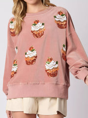 Christmas Cupcake Dropped Shoulder Sweatshirt OutfitFlow