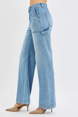 RISEN Full Size High Rise Straight Leg Jeans with Front Pockets Plus Size OutfitFlow