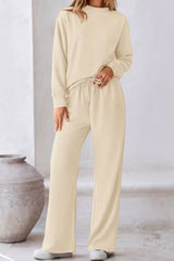 Round Neck Long Sleeve Top and Pants Set OutfitFlow