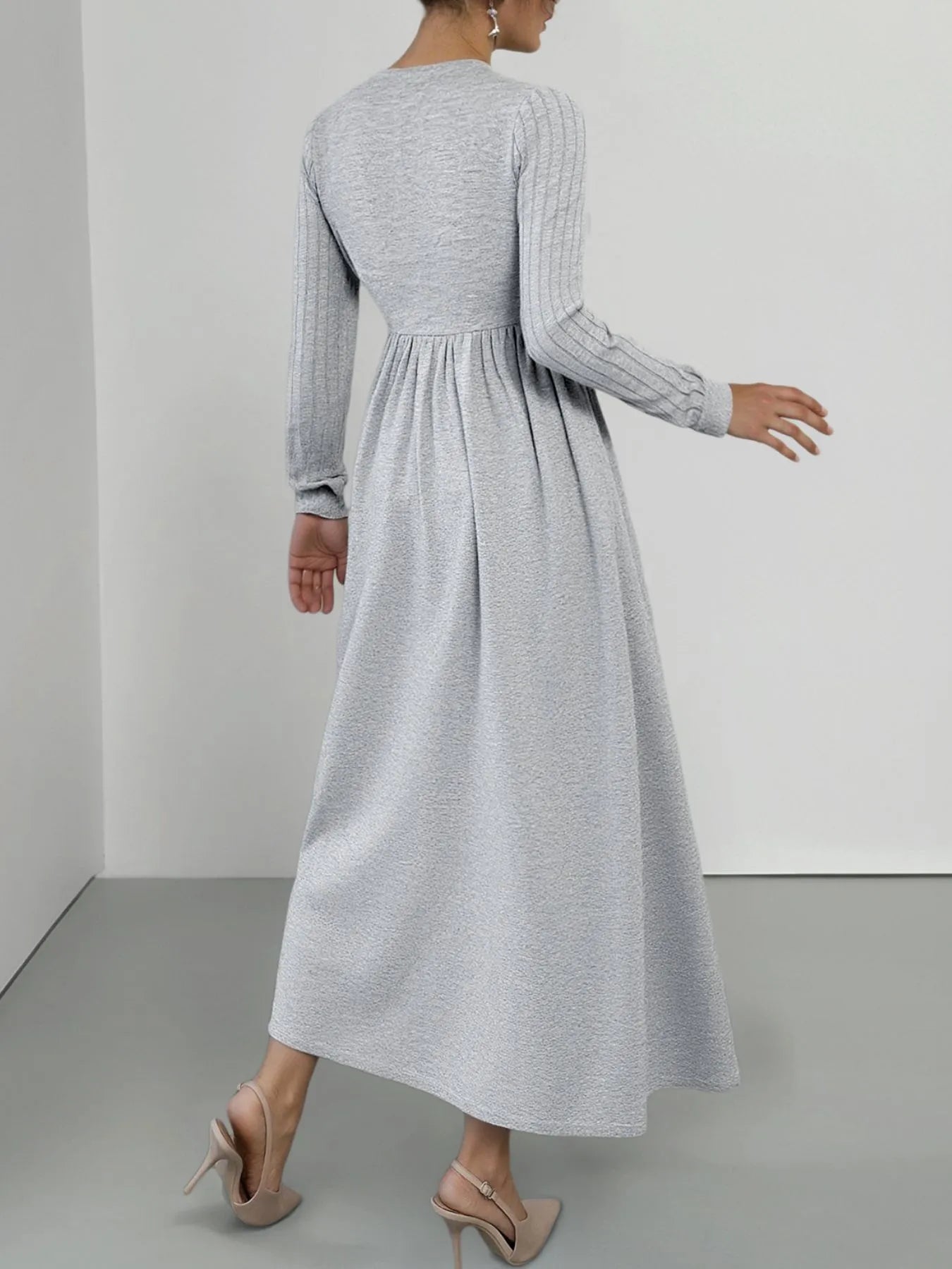 Lace Detail V-Neck Maxi Dress with Side Slit OutfitFlow