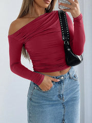 Ruffled Single Shoulder T-Shirt OutfitFlow