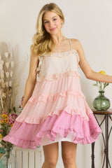 ADORA Swiss Dot Ruffled Tiered Mini Dress OutfitFlow