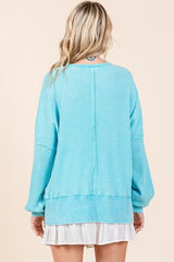 Mittoshop Mineral Wash Waffle Long Sleeve Sweatshirt OutfitFlow
