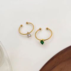 2-Piece 18K Gold-Plated Inlaid Zircon Open Ring OutfitFlow