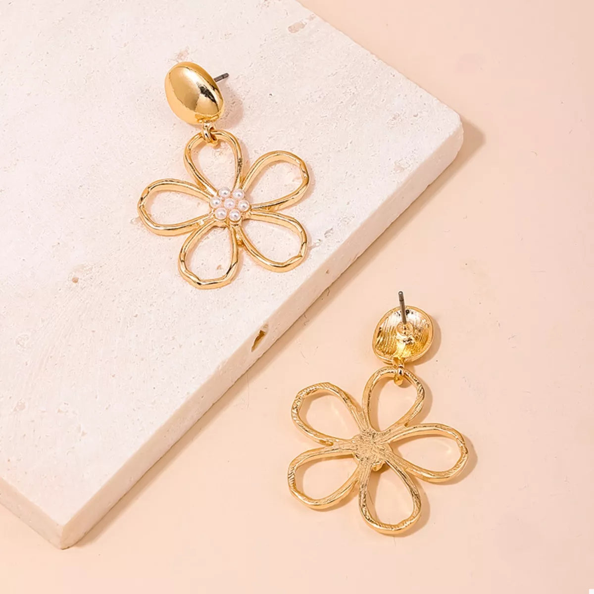 Alloy Flower Drop Earrings OutfitFlow