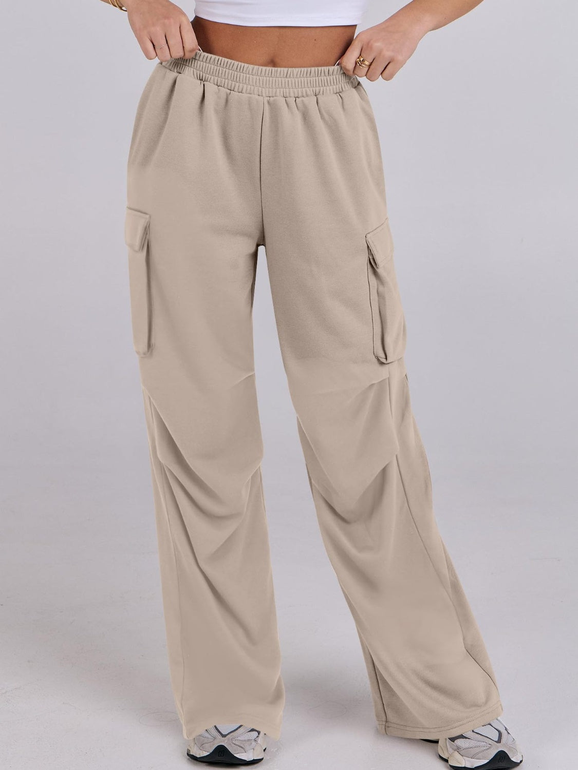 Outfit Flow - Elastic Waist Wide Leg Pants with Pockets