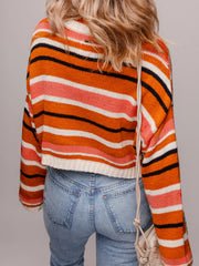 Stripe Drop Shoulder Cropped Sweater OutfitFlow