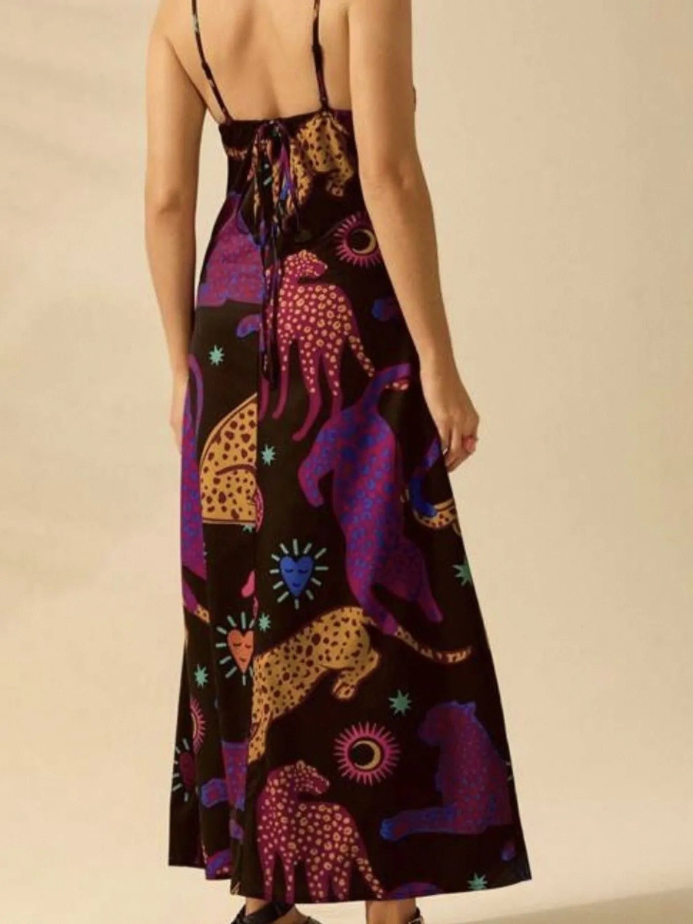 Printed Sleeveless Maxi Dress OutfitFlow