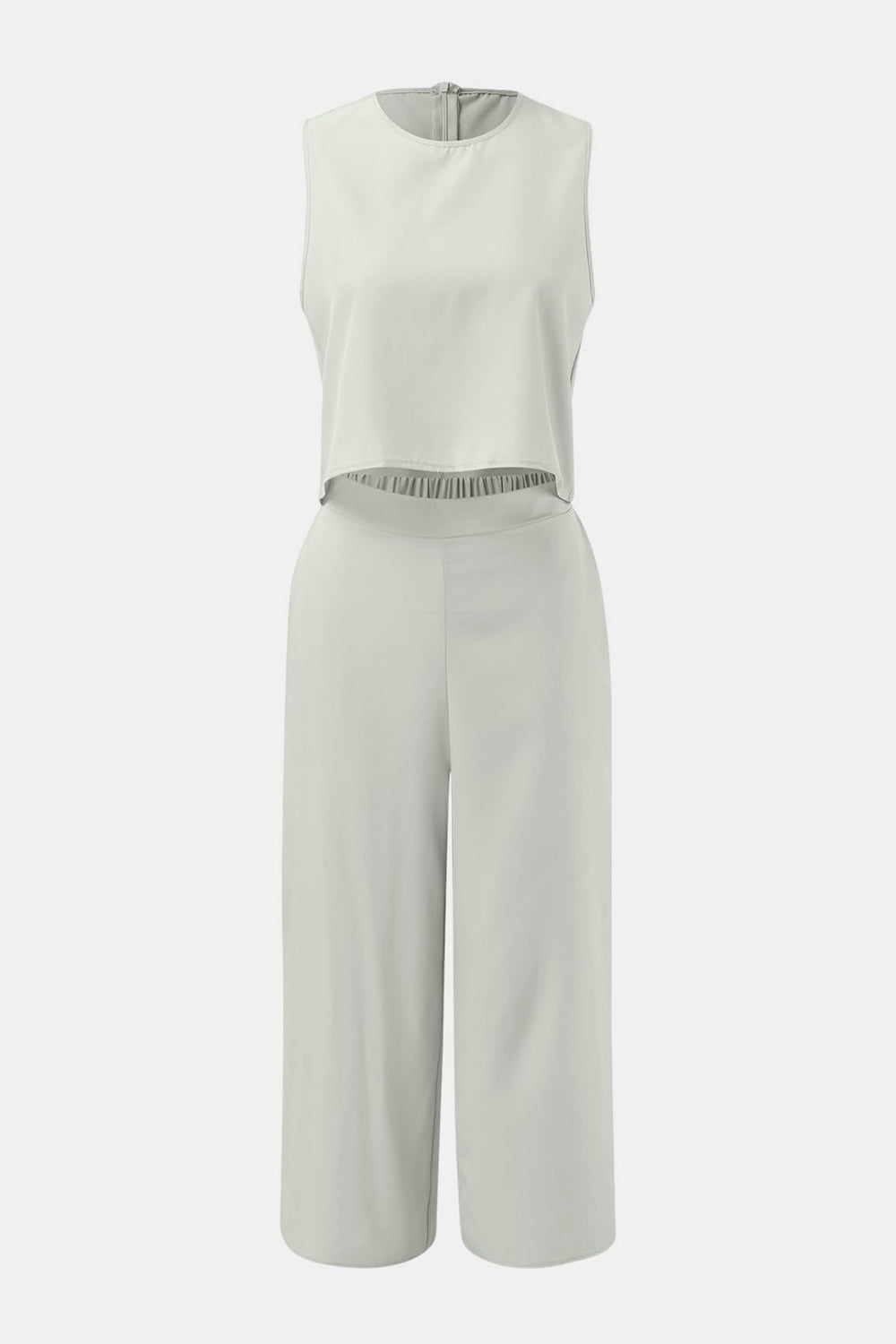 Outfit Flow - Round Neck Top and Wide Leg Pants Set