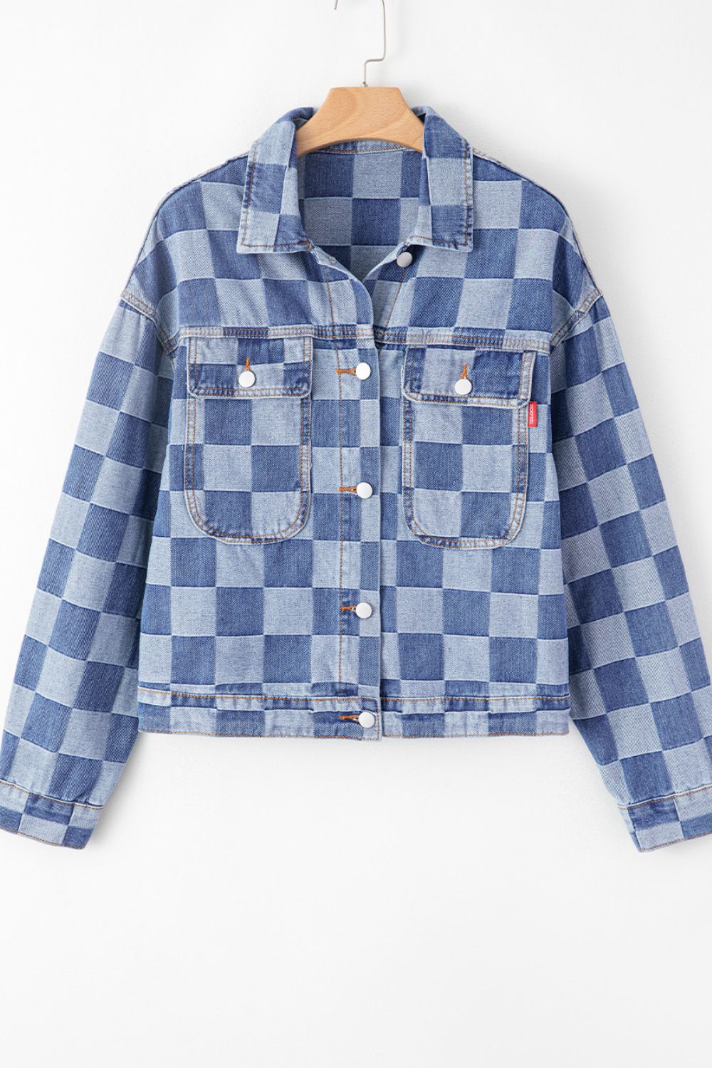 Outfit Flow - Checkered Button Up Denim Jacket