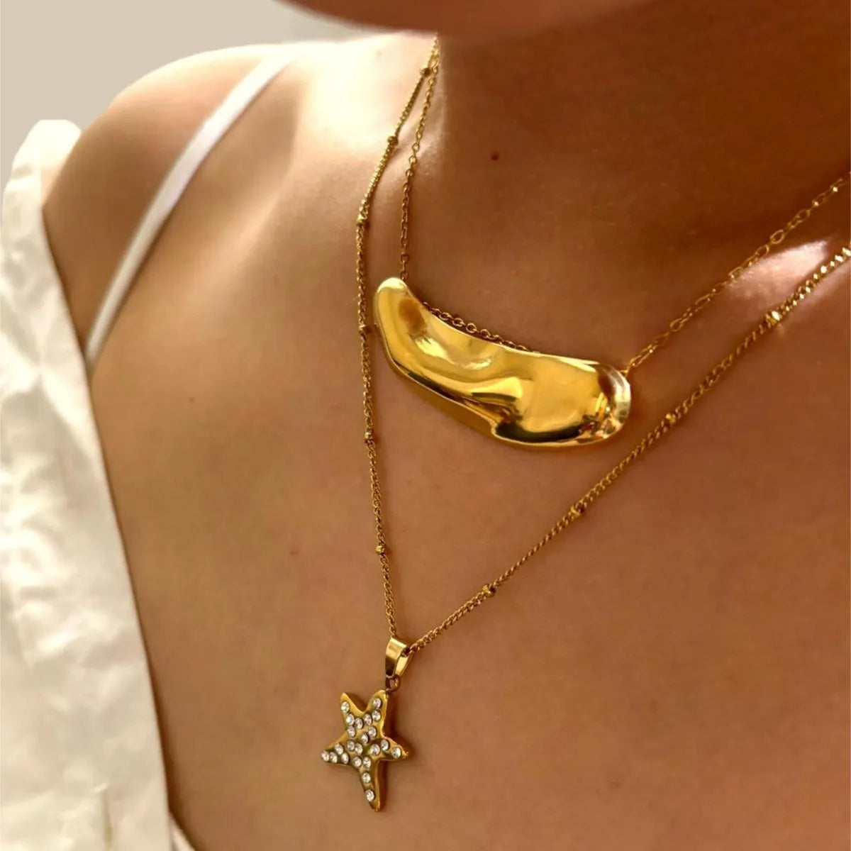 2-Piece 18K Gold-Plated Stainless Steel Necklace OutfitFlow