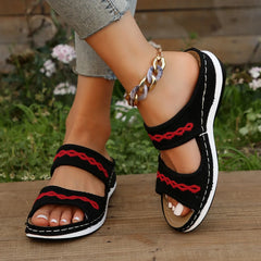 Open Toe Wedge Sandals Black OutfitFlow